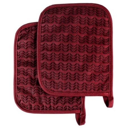 HASTINGS HOME Pot Holder Set With Silicone Grip, Quilted And Heat Resistant (Set of 2) By Hastings Home (Burgundy) 312756QPS